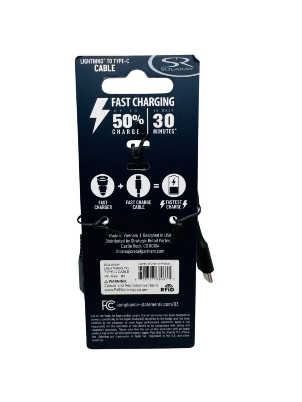Solaray Fast Charging Type C To Type C Cable 3ft Black